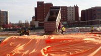 April 2018 - Installing construction fabric and crushed stone over finished ISS area