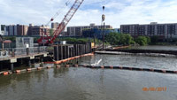 June 2017 - Installing steel bulkhead to protect the river north of the 115 River Road pier