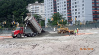 June 2018 - Installing construction fabric and crushed stone over finished ISS area