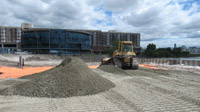 June 2018 - Grading crushed stone over construction fabric in finished ISS area