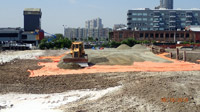 June 2018 - Installing construction fabric and crushed stone over finished ISS area